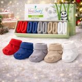 Novibaby 5'li Bambu Yenidoğan Bebek Çorap I Cold Weather I Kız Erkek Bebek Çorabı - Lacivert - Kırmızı - Bej - 1,5 - 2 Yaş