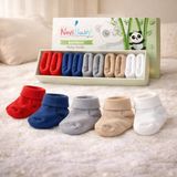 Novibaby 5'li Bambu Yenidoğan Bebek Çorap I Cold Weather I Kız Erkek Bebek Çorabı - Lacivert - Kırmızı - Bej - 6 - 12 Ay