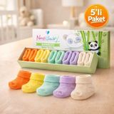 Novibaby 5'li Bambu Yenidoğan Bebek Çorap I Colour Mix I Kız Erkek Bebek Çorabı - Turuncu - Sarı - Beyaz - 1 - 1,5 Yaş