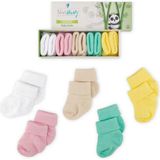 Novibaby 5'li Bambu Yenidoğan Bebek Çorap I Flower I Kız Erkek Bebek Çorabı - Beyaz - Krem - Sarı - 1,5 - 2 Yaş