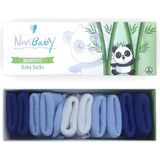 Novibaby 5'li Bambu Yenidoğan Bebek Çorap I Mix Blue I Kız Erkek Bebek Çorabı - Lacivert - Mavi - Beyaz - 1,5 - 2 Yaş