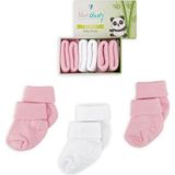 Novibaby 5'li Bambu Yenidoğan Bebek Çorap I Pinky I 0-6 Ay - 0 - 6 Ay - Açık Pembe - Beyaz