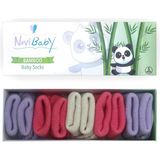 Novibaby 5'li Bambu Yenidoğan Bebek Çorap I Pinky Rose I Kız Erkek Bebek Çorabı - Lila - Pembe - 6 - 12 Ay