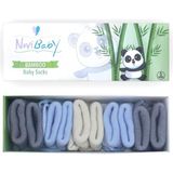 Novibaby 5'li Bambu Yenidoğan Bebek Çorap I Rainy I Kız Erkek Bebek Çorabı - Gri - Mavi - Beyaz - 6 - 12 Ay