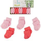 Novibaby 5'li Bambu Yenidoğan Bebek Çorap I Rose I Kız Erkek Bebek Çorabı - Açık Pembe - Koyu Pembe - 1 - 1,5 Yaş
