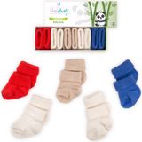 Novibaby 5'li Bambu Yenidoğan Bebek Çorap I Sailor I Kız Erkek Bebek Çorabı - Kırmızı - Lacivert - 6 - 12 Ay