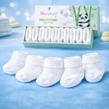 Novibaby 5'li Bambu Yenidoğan Bebek Çorap I Snow White Beyaz Kız Erkek Bebek Çorabı - 1BW-Beyaz - 1 - 1,5 Yaş