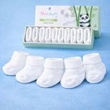 Novibaby 5'li Bambu Yenidoğan Bebek Çorap I Snow White Beyaz Kız Erkek Bebek Çorabı - 1BW-Beyaz - 6 - 12 Ay