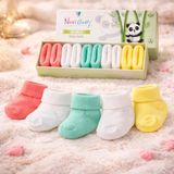 Novibaby 5'li Bambu Yenidoğan Bebek Çorap I Star I Kız Erkek Bebek Çorabı - Beyaz - Sarı - Pembe - 6 - 12 Ay