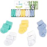 Novibaby 5'li Bambu Yenidoğan Bebek Çorap I Summer Boy I Kız Erkek Bebek Çorabı - Beyaz - Sarı - Mavi - 6 - 12 Ay