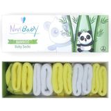 Novibaby 5'li Bambu Yenidoğan Bebek Çorap I Sunshine I Kız Erkek Bebek Çorabı - Sarı - Beyaz - 6 - 12 Ay
