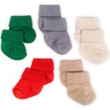 Novibaby 5'li Bambu Yenidoğan Bebek Çorap I Winter I Kız Erkek Bebek Çorabı - Ekru - Kırmızı - 6 - 12 Ay