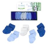 Novibaby 5'li Bambu Yenidoğan Bebek Çorap (Mix Blue, 12-18 Ay)
