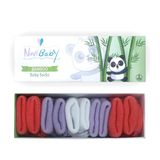 Novibaby 5'li Bambu Yenidoğan Bebek Çorap (Purple Orange, 6-12 Ay)