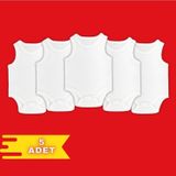 Novibaby 5'li Bebek Atlet Body Zıbın Çıtçıtlı Beyaz 100% Pamuk - Beyaz Bebek Body Zıbın - 9 - 12 Ay