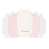 Novibaby 5'li Jakarlı İp Askılı Bebek Body Zıbın Çıtçıtlı 100% Pamuk, Beyaz Ekru Pembe Bebek Atlet Body Zıbın (Pembe Beyaz Ekru Beyaz Pembe, 0-3 Ay)