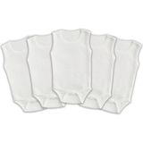 Novibaby 5'li Ribana Bebek Atlet Body Zıbın Raporlu Çıtçıtlı Beyaz 100% Pamuk - Ribana Bebek Body - 1,5 - 2 Yaş - Beyaz - Beyaz