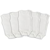 Novibaby 5'li Ribana Bebek Atlet Body Zıbın Raporlu Çıtçıtlı Beyaz 100% Pamuk - Ribana Bebek Body zıbın (Beyaz, 0-3 Ay)