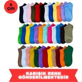 Novibaby Pamuklu Kadın Patik Çorap Bayan Çok Renkli Spor Kısa Çorabı - 5 Çift - 36 - 40 - Renkli-66