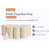 Novis Liora Elastik Sargı Bezi Krep 5 cm x 4 M 10 Adet Esnek Krep Bandaj Elastik Sargı Bezi Seti