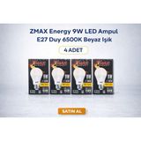 Novis Liora Zmax Energy 9W LED Ampul E27 Duy 6500K Beyaz Işık 720 Lümen 60W Eşdeğer Enerji Tasarruflu 4 Adet