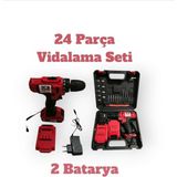 Novélune Akülü Vidalama: 24 Parça Şarjlı Vidalama Seti 2 Bataryalı