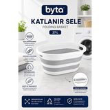 Novélune Çamaşır Sepeti: Katlanabilir Gri-Beyaz Çok Amaçlı , 27 Litre Kapasiteli