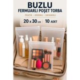 Novélune Makyaj & Takı Organizeri: 10 Adet Valiz Iç Düzenleyici Organizer Buzlu Fermuarlı Torba 20X30 cm