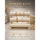 Novélune Makyaj & Takı Organizeri: 3’lü Ahşap Kadife Takı ve Saat Standı, Çok Amaçlı Bileklik ve Bilezik Organizer