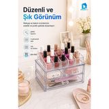 Novélune Makyaj & Takı Organizeri: Üç Çekmeceli Oje ve Kozmetik Düzenleyici, 23X14X16 Cm, Çok Fonksiyonlu