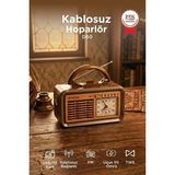 Novélune Nostaljik Radyo: Ahşap Görünümlü Kablosuz Bluetooth Hoparlör ve