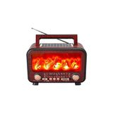 Novélune Nostaljik Radyo: Solar Güneş Enerjili Bluetooth Radyo Ahşap Tasarımlı Şömine Görünümlü - Kahverengi