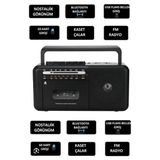 Novélune Nostaljik Radyo: Taşınabilir Kaset Çalar ve Müzik Seti, Fm Radyo ve Bluetooth Özelliğiyle