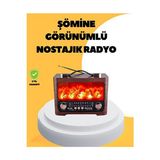 Novélune Nostaljik Radyo: Taşınabilir Şömine Görünümlü Bluetooth Hoparlör, Solar Şarjlı ve Alev Tasar