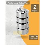 Novélune Saklama Kabı: 4’lü Sefer Tası 14X7 cm Yemek Taşıma Kabı Paslanmaz Çelik No 2