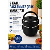 Novélune Termos: 2 Katlı 1.2 Litre Paslanmaz Çelik Sızdırmaz Kapaklı Yemek Taşıma Kabı