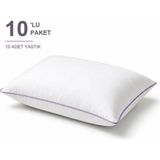 Novélune Yastık: Biyeli 10'li Paket 50X70 cm 700 gr Boncuk Silikon Elyaf Dolgulu Lila