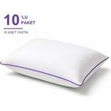 Novélune Yastık: Biyeli 10'li Paket 50X70 cm 700 gr Boncuk Silikon Elyaf Dolgulu Mor