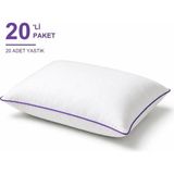 Novélune Yastık: Biyeli 20'li Paket 50X70 cm 700 gr Boncuk Silikon Elyaf Dolgulu Mor