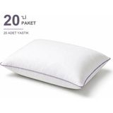 Novélune Yastık: Biyeli 20'li Paket 50X70 cm 800 gr Boncuk Silikon Elyaf Dolgulu Lila