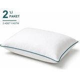 Novélune Yastık: Biyeli 2'li Paket 50X70 cm 600 gr Boncuk Silikon Dolgulu Petrol Mavi
