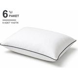 Novélune Yastık: Biyeli 6'lı Paket 50X70 cm 800 gr Boncuk Silikon Dolgulu Antrasit