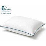 Novélune Yastık: Biyeli 6'lı Paket 50X70 cm 800 gr Boncuk Silikon Dolgulu Petrol Mavi