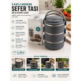Novélune Yemek Kabı: 3 Katlı Çelik Beslenme Kabı