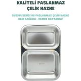 Novélune Yemek Kabı: 700ML Lunchbox Tek Katlı 2 Bölmeli Çelik Sefer Tası Yemek Kutusu Turkuaz
