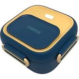 Novélune Yemek Kabı: Bento 500ML Tek Katlı Çelik Sefer Tası Yemek Kutusu Lacivert-Sarı