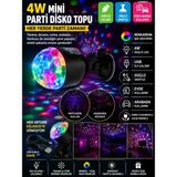Novo 4W Mini USB Disko Topu Renkli Rgb LED Partilambası, Araba & Ev IÇIN360° Dönen Renkli LED Disko Ampulü -Standart Duy, Gece Kulübü & Pavyon Efektli Parti Lambası - 0,5 W - Çok Renkli