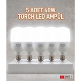 Novo 5li Avantaj Seti 40W Mega Torch LED Ampul - Yüksek Lümen Ultra Parlak Beyaz Işık - E27 Duy Tasarruflu Ampul - Çok Renkli