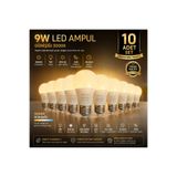 Novo Ampul 10 Adet 9W LED Ampul E27 Duy 3000K Günışığı Sarı Işık – 810 Lümen – Enerji Tasarruflu Uzun Ömürlü LED Lamba Seti