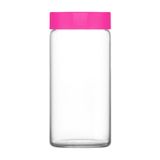 Novo Cam Kavanoz 2'li Büyük Boy 1400 ml Pembe Plastik Kapaklı (Erzak Saklama Kavanozu )